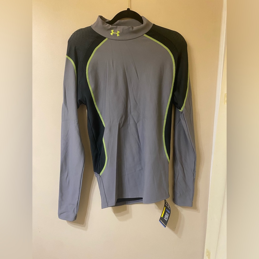 Under Armour Men's Gray and Lime Long Sleeve Compression Shirt